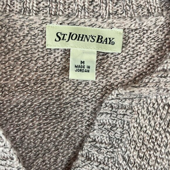 St. Johns Bay Women Beige Pullover Long Sleeves Ribbed Hem Sweater M - Picture 3 of 6